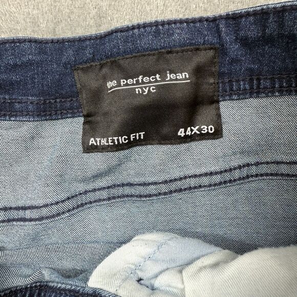 The Perfect Jeans NYC Mens 44x30 Blue Medium Wash Stretch Logo Athletic Fit - Picture 5 of 10